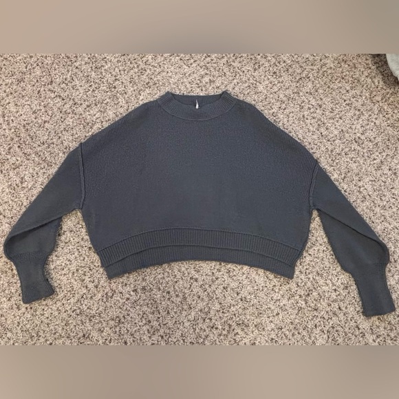 Free People Easy Street Crop Sweater in Lead - Picture 2 of 4